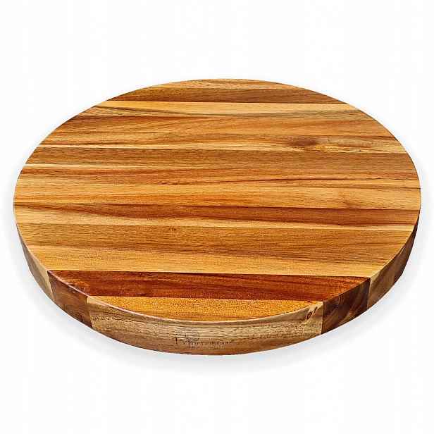 Kulaté krájecí a dranžírovací akáciové prkénko 380x30 mm
