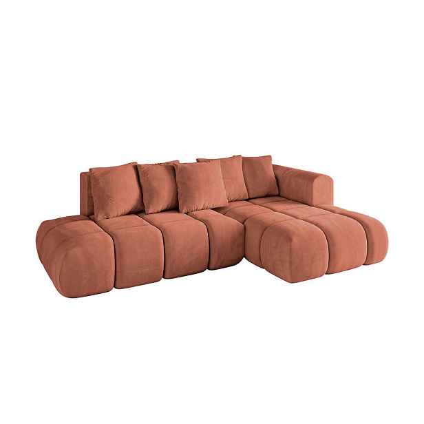 ALTDECOR ROHOVÁ SEDAČKA s funkcí spaní a otomanem, pravá CLOUD-L-v1 280x185x90 Meruňková Velur