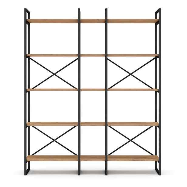 Černý/přírodní regál v dekoru dubu 144x175 cm Dusan – Marckeric