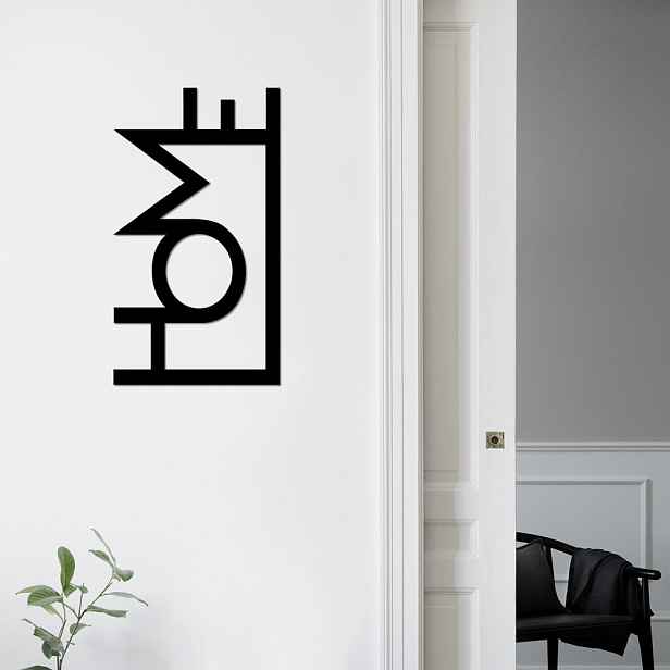 Dekorativní kovový doplněk na zeď Home - Black