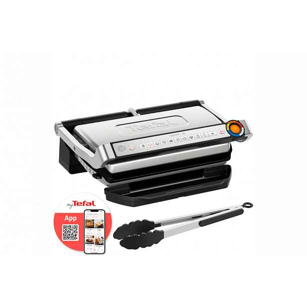 Elektrický gril Tefal OptiGrill+ XL s kleštěmi GC728D10 Nerezový/Černý