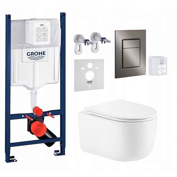 Wc stojan Grohe Rapid Sl s mísou Wc Lesna Tornado a grafit tlačítkem