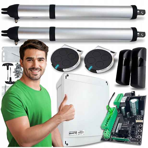 Set pohonu pro Dvoukřídlovou Bránu 8 m ovladače pohon 400 kg Automat Slim