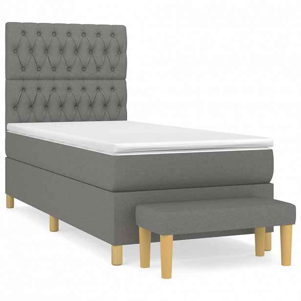 vidaXL Box spring postel s matrací tmavě šedá 100 x 200 cm textil
