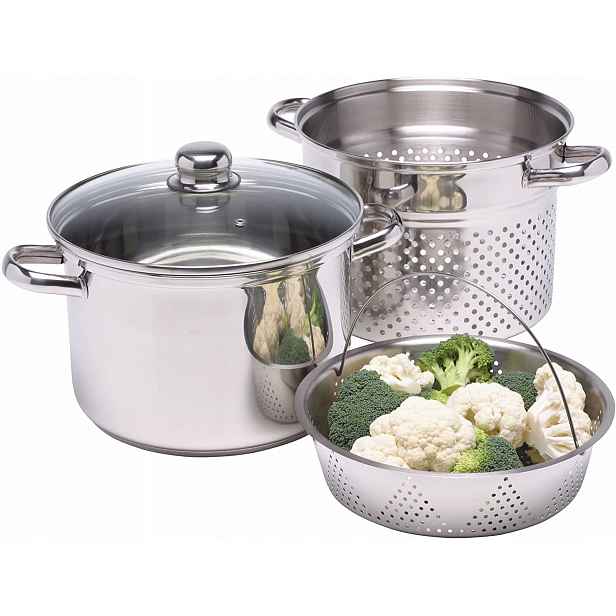 Hrnec na těstoviny sítko košík vaření v páře KitchenCraft 4L indukce