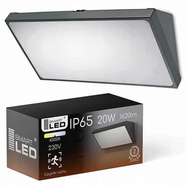 Venkovní nástěnné Led svítidlo Zahradní fasádní lampa, nástěnný pohybový senzor, IP65