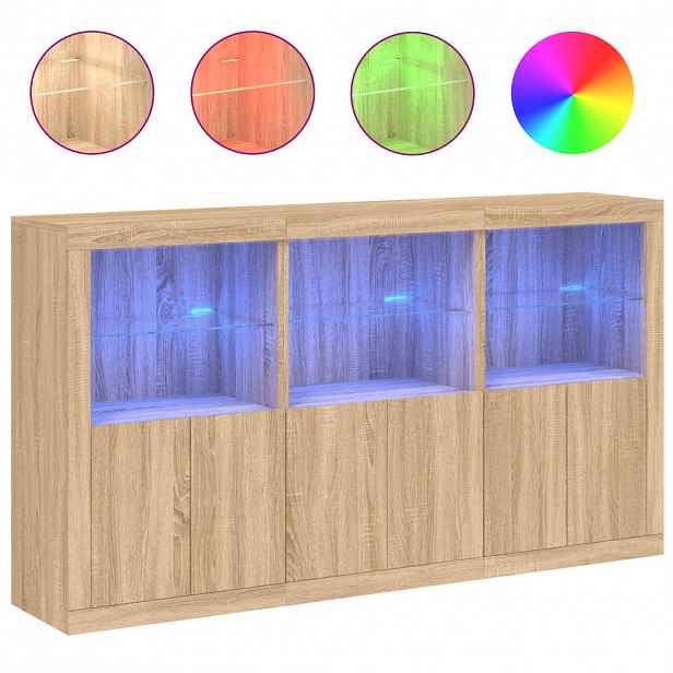 vidaXL Příborník s LED osvětlením dub sonoma 181,5 x 37 x 100 cm