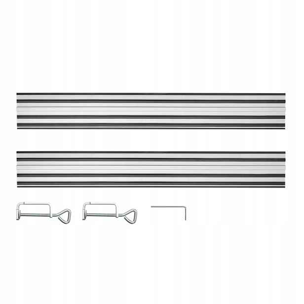 Vodicí lišty 2 x 700 mm, spojovací materiál, 2 svorky