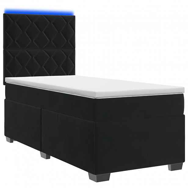 vidaXL Postel boxspring s matrací s LED pásky Černá 80 x 200 cm Samet