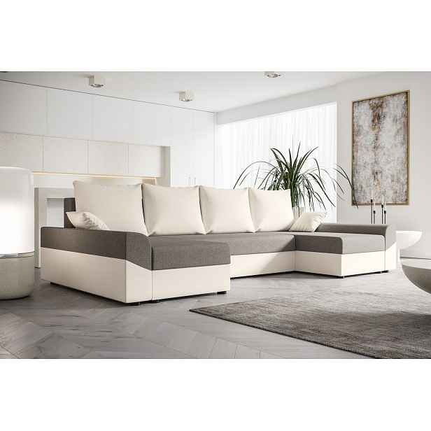 Elegantní sedací souprava do U DAGMAR - světle šedá / béžová