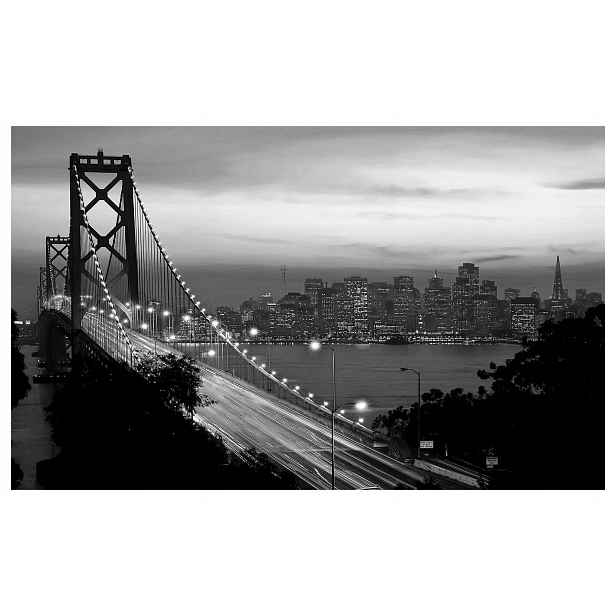Fototapeta Noční flizelina San Francisco most panorama šedá 208x146 lepidlo