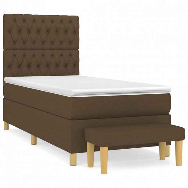 vidaXL Box spring postel s matrací tmavě hnědá 100 x 200 cm textil