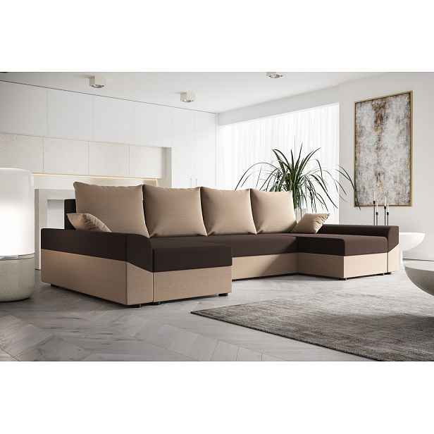 Elegantní sedací souprava do U DAGMAR - hnědá / tmavě hnědá