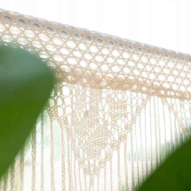 Mg Bavlněná Vitrážová Záclona s háčkovanou krajkou Krem 300x60cm Boho Nerina