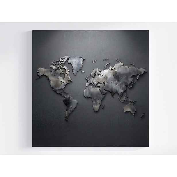 Obraz Na Plátně Canvas Mapa Světa Metalová Šedá Industrial Loft 50x50
