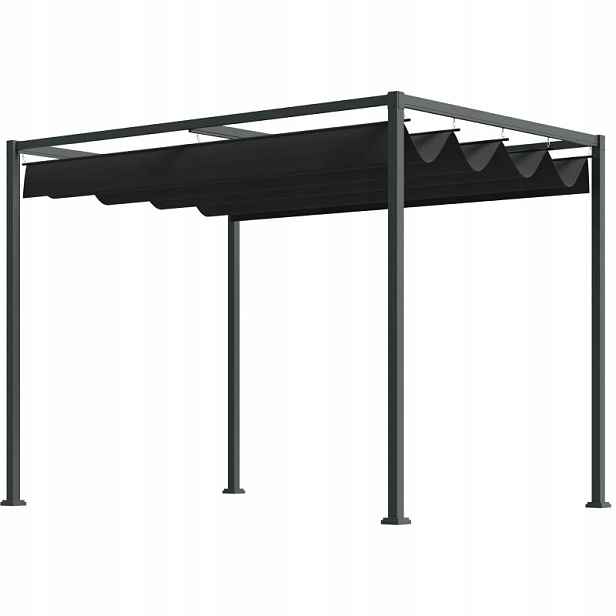 Pergola zahradní Outsunny 3x2 m, volně stojící pavilon, kovová posuvná střecha