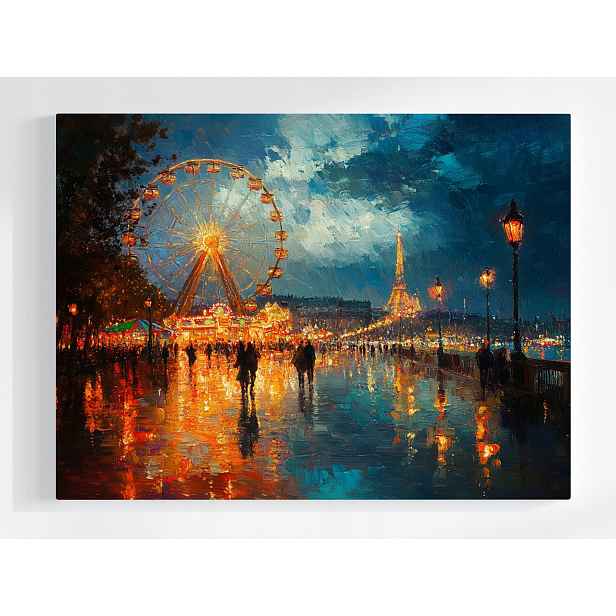 Plakát Město Paříž Noc Lunapark Ďábelský Mlýn 100x75