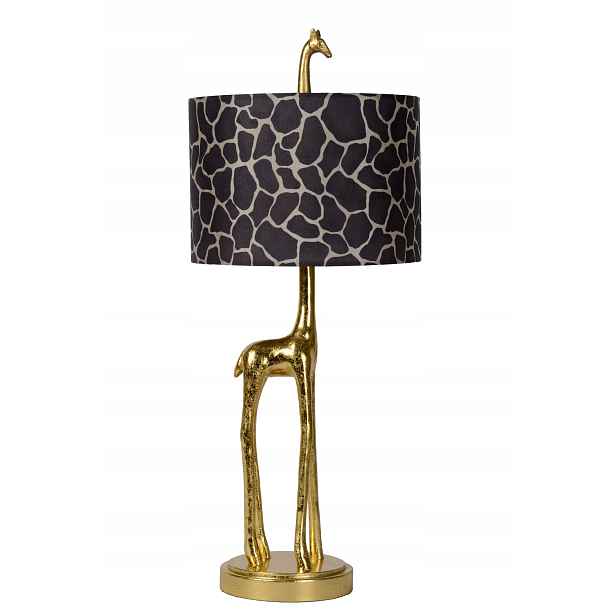 Stolní lampa zlatá žirafa s centovým stínítkem, 60 cm, eklektická Lucide