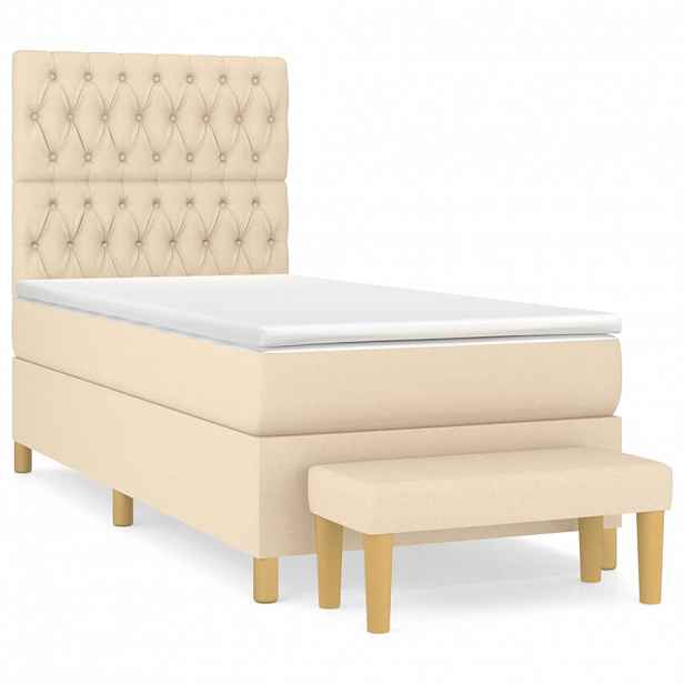 vidaXL Box spring postel s matrací krémová 100 x 200 cm textil