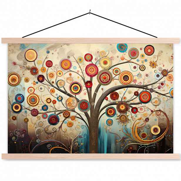 MuchoWow PLAKÁT S MAGNETICKOU LIŠTOU Strom - Strom života - Barva 90x60 cm