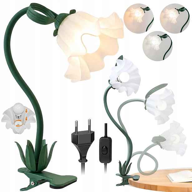 Noční Lampa Led Stylová Retro Květiny Dekorace Do Interiéru 3 Režimy Zelená