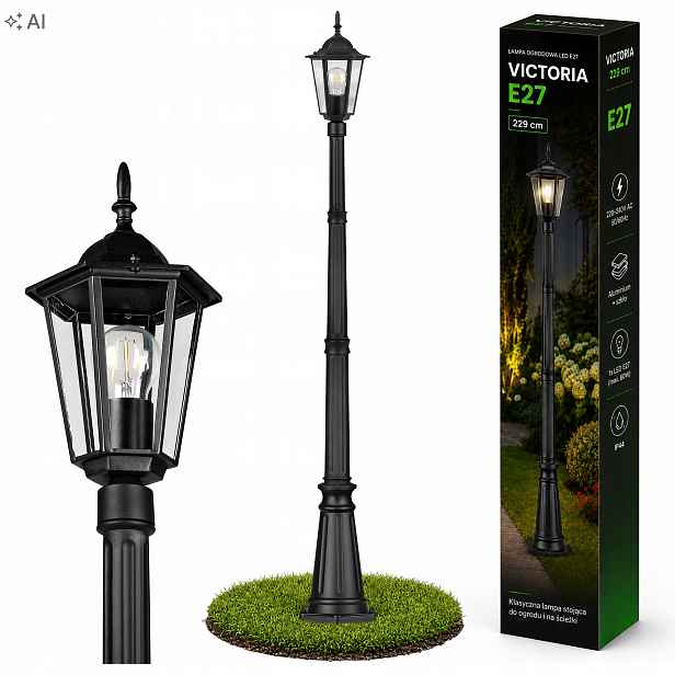 Zahradní Led lampa 227 cm stojící venkovní lampa Sloup E27 Sloupek