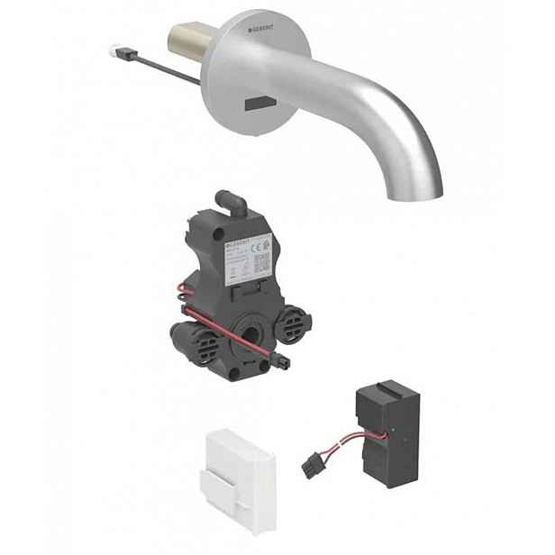 Geberit Piave - Elektronický umyvadlový ventil pod omítku, pro studenou vodu, síťové napájení, easy to clean, kartáčovaná nerez 116.261.SN.1