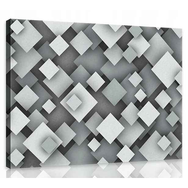 Obraz Na Plátně Canvas 80x60 Šedá Abstrakce Čtverec Geometrie 3D