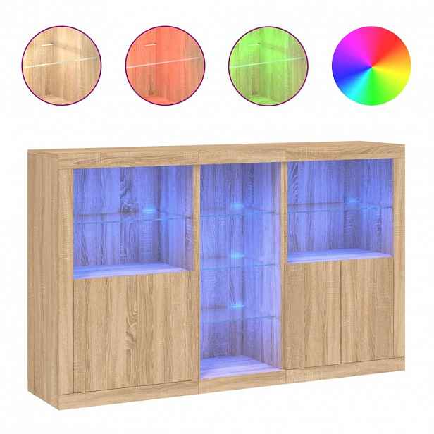 vidaXL Příborník s LED osvětlením dub sonoma 162 x 37 x 100 cm