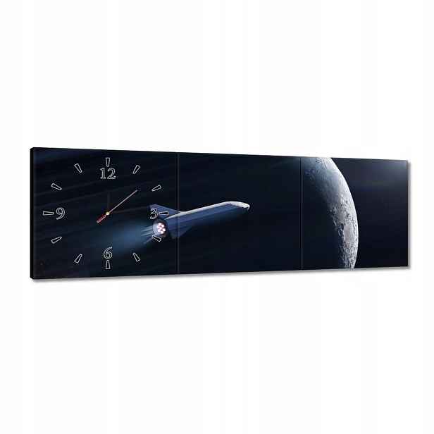 Hodiny 90x30 Raketa na pozadí měsíce