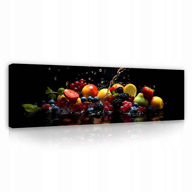 Obraz do kuchyně Jídelna Ovoce Voda Černý Na Plátně Zeď Velký 145x45