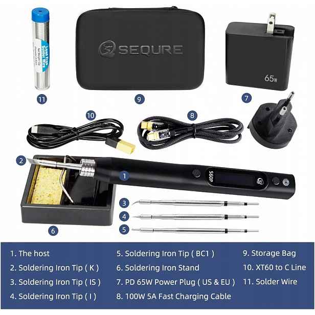 Páječka Sequre S60P Kit 60W Oled C210 4 hroty Usb-c
