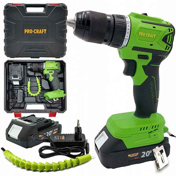 Procraft Aku Vrtačka Bezkartáčový PA18LIN Set
