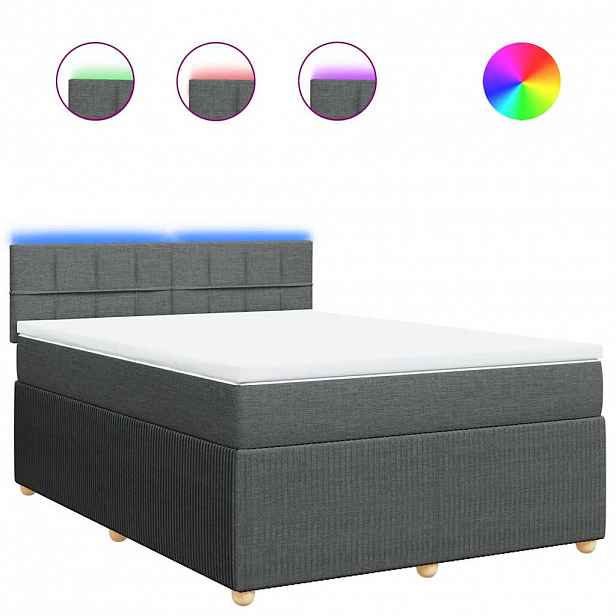 vidaXL Box spring postel s matrací tmavě šedá 160x200 cm textil