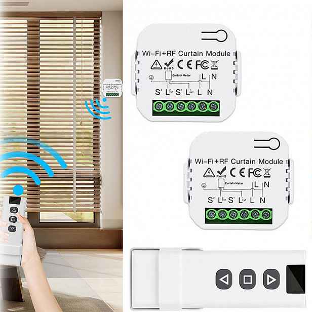 2x Ovladač pro rolety a žaluzie Úhel náklonu Lamely Tuya WiFi S dálkovým ovládáním RF433