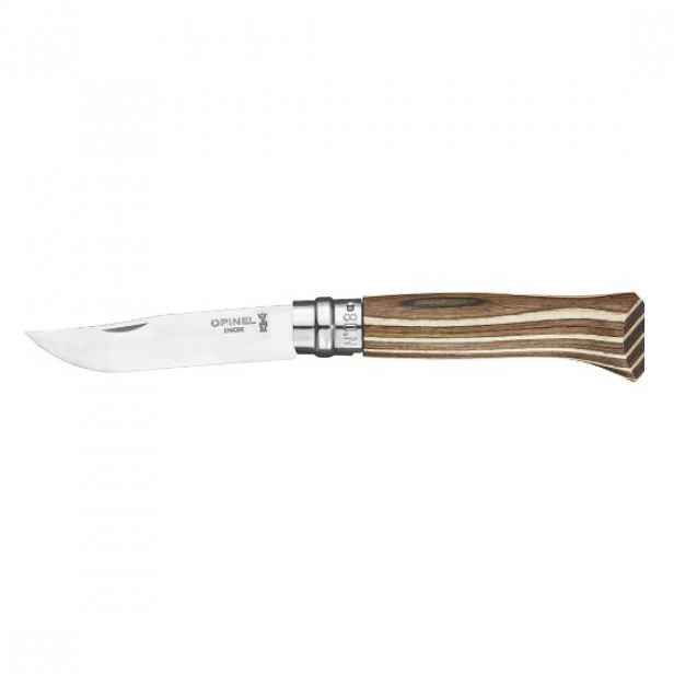 N°08 kapesní nůž, nerezová ocel, 8,5 cm, "Tradition Luxe", Brown Birch