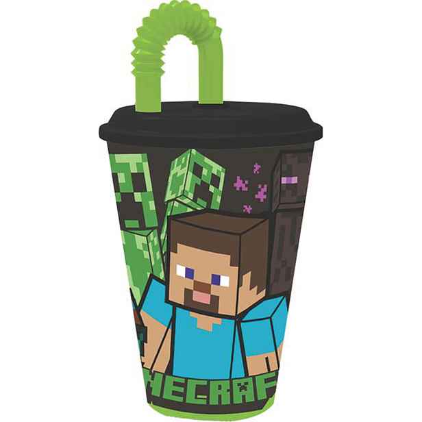 STOR Plastový kelímek s brčkem MINECRAFT 430ml