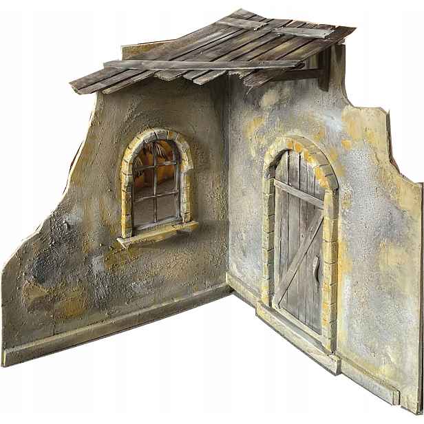 Vánoční betlém, jesličky rohové dekorace 70x70x74 cm pro figurky do 60 cm