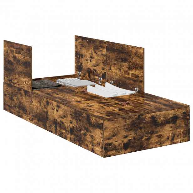 vidaXL Rám postele s úložným prostorem Kouřový dub 70 x 190 cm