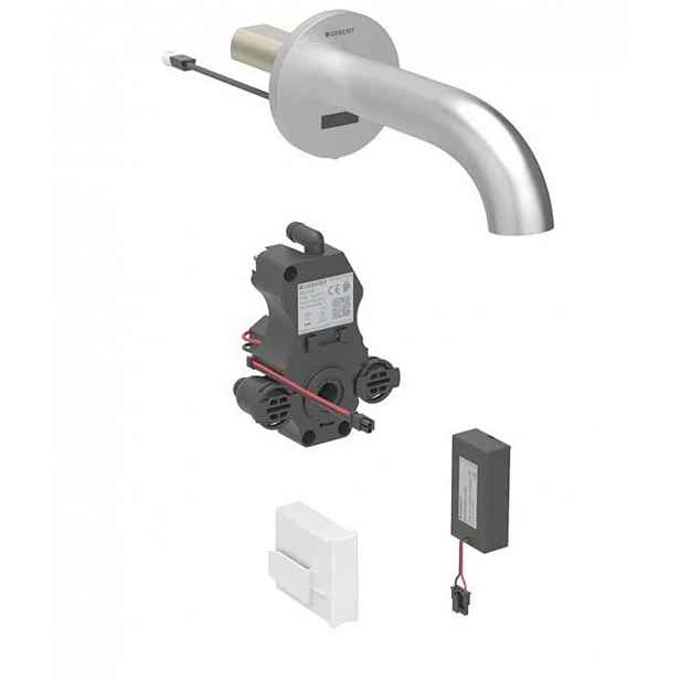 Geberit Piave - Elektronická umyvadlová baterie pod omítku, bateriové napájení, easy to clean, kartáčovaná nerez 116.264.SN.1