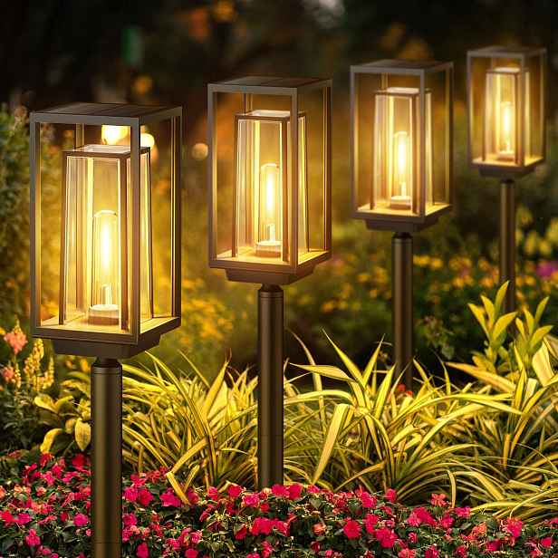 Puaida Venkovní solární lampy do zahrady 4 kusy, voděodolné, IP65