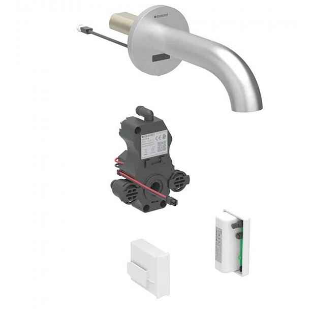 Geberit Piave - Elektronický umyvadlový ventil pod omítku, pro studenou vodu, napájení z generátoru, easy to clean, kartáčovaná nerez 116.265.SN.1