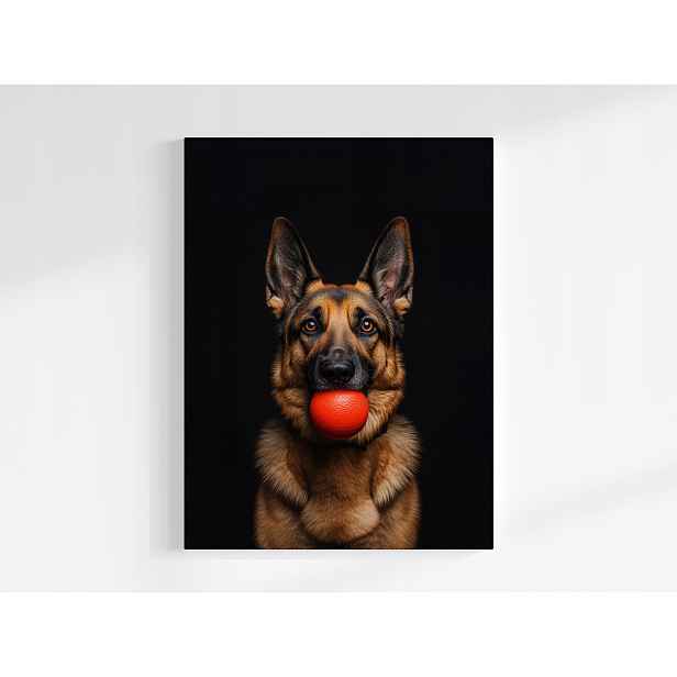 Obraz Na Plátně Canvas Pes Německý Ovčák Vlčák Zábava Míč 60x80