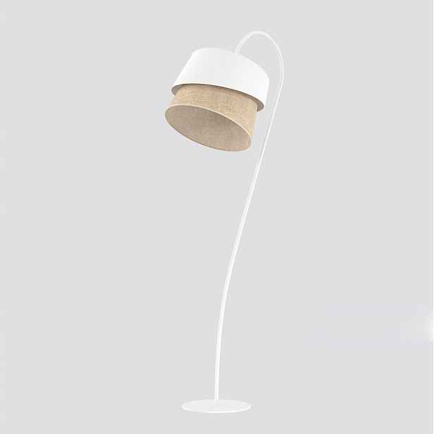 Podlahová lampa Canva LP1 bílá s ratanovým stínítkem