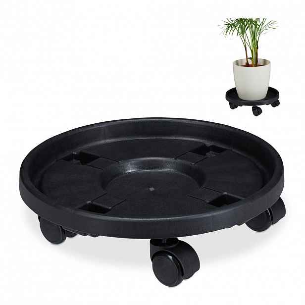 Relaxdays PODSTAVEC Černý 2-ks plast 35,5 cm