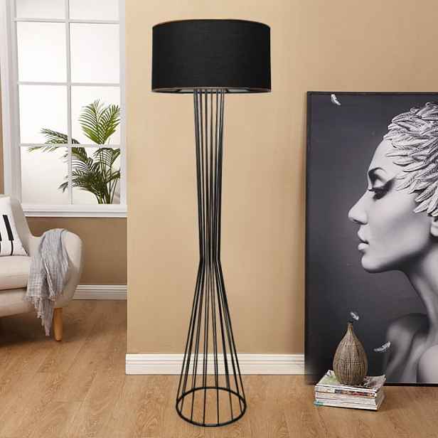 Stojací lampa, kov, 155 x 21 x 38 cm, černá