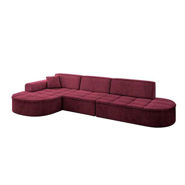 ALTDECOR ROHOVÁ SEDAČKA s otomanem, levá TARO-L2 328x171x79,5 Bordó Velur