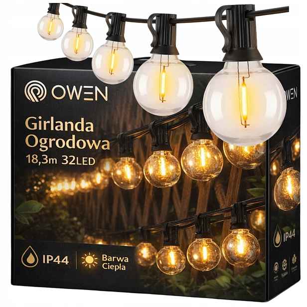 Led Světelná Girlanda Zahradní Lampy 18 M 32 Žárovek Voděodolná Venkovní