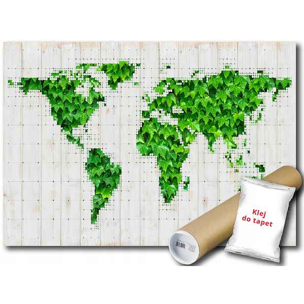 Vinylová Fototapeta Mapa Světa Listy 152x104