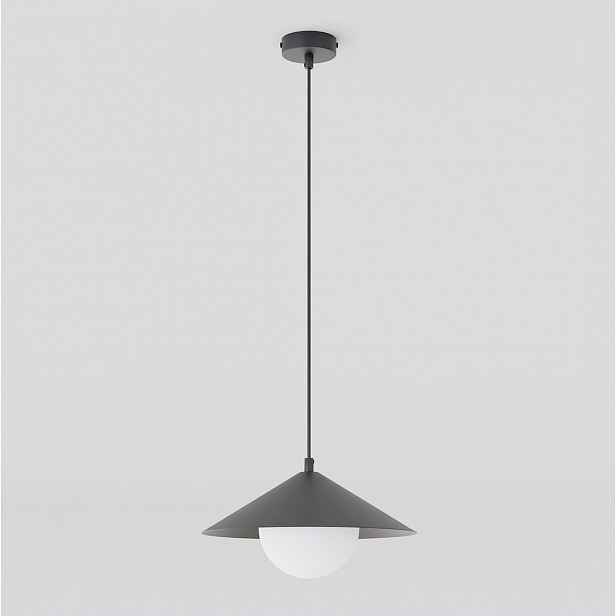 Závěsná lampa Mono 1-bodová černá s opálovým stínítkem E14